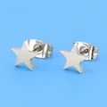 Macro detail of silver stainless steel star stud earrings with butterfly backings - Star Shape (007 Steel Color)