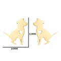 Boucles d'oreilles chien en acier doré avec cœur évidé et dimensions de taille - Chien Cœur Ajouré (Style 8) / Or