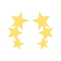 Detail of gold star-shaped earrings featuring a curved three-star minimalist design - Star Drop Style / Gold