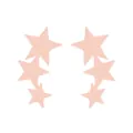 Detail of matte light pink stainless steel stud earrings with triple star alignment - Star Drop Style / Rose Gold