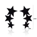 Close-up of black matte stainless steel triple star earrings with 10mm height detail - Star Drop Style / Black