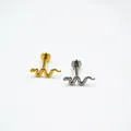 Slang lippiercing in goud en zilver staal met platte staaf en interne schroefdraad - Staalkleur