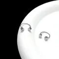 Macro shot of silver U-shaped earrings with geometric cubes on a ceramic plate - Cube / 3mm (1 Piece) / Silver