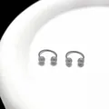 Macro view of silver C-shaped cartilage studs with polished bar and matte texture beads - Double-End Frosted Ball / 4mm (1 Piece) / Silver