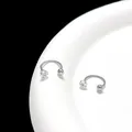 Macro shot of silver horseshoe body piercing with star-cut cubic zirconia and metal ball - Square Crystal / 3mm (1 Piece) / Silver