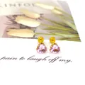 Détail de boucles d'oreilles cœur en zircon rose avec fermoir à vis doré sur carte - 6mm Or Rose Zircone Cœur Dos Plat Vissé