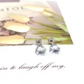Détail macro de boucles d'oreilles cœur en zircon avec fermoir à vis sécurisé - 6mm Argent Zircone Cœur Dos Plat Vissé