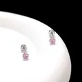 Vue détaillée de boucles d'oreilles étoile rose en zircon avec fermoir à vis sur plateau - 4mm Rose Zircone Étoile Dos Plat Vissé