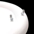 Gros plan de boucles d'oreilles étoile en acier titane avec zircon sur plateau blanc - 5mm Argent Zircone Étoile Dos Plat Vissé