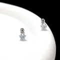Détail de boucles d'oreilles en acier titane avec zircon étoilé et fermoir à vis sécurisé - 6mm Argent Zircone Étoile Dos Plat Vissé