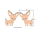 Boucles d'oreilles Chihuahua en acier inoxydable rose doré avec détails découpés - Style Chihuahua (Style 7) / Or rose