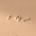 Geometrische Würfel-Ohrstecker in Gold und Silber mit sicherem Schraubverschluss für Damen - Schraubverschluss / 3mm / Stahlfarben
