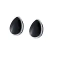 Boucles d'oreilles gouttes d'eau en argent minimalistes avec émail noir lisse - Forme de Goutte d'Eau