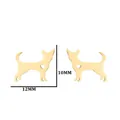 Boucles d'oreilles chihuahua dorées en acier inoxydable avec détail cœur 12mm - Chihuahua Cœur (Style 4) / Or