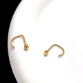 Paar vergulde roestvrijstalen U-vormige haakoorbellen met kleine gepolijste kraaltjes - 3mm Goud Gebogen Haak