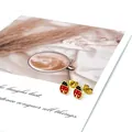 Vista detallada de pendientes de mariquita en esmalte rojo y acabado chapado en oro - Mariquita