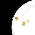 Minimalistische gouden bolletjes oorbellen van titanium staal met gepolijst gebogen design - 5mm Goud Gebogen Haak