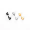 Minimalistische Hantel-Ohrstecker in Schwarz, Silber und Gold aus poliertem Edelstahl - Doppel-Quadrat-Enden / 3mm / Gold