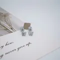 Vue détaillée des boucles d'oreilles papillon en argent avec fermoir à vis sécurisé - Style Papillon Argenté