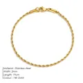 2mm breites 14k vergoldetes Edelstahl-Kordelarmband mit robustem Karabinerverschluss - 2mm / Gold / 19cm