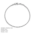 Schlankes 2mm Silber-Edelstahl-Seilarmband mit 19cm Länge und sicherem Karabinerverschluss - 2mm / Stahlfarben / 19cm