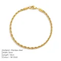 3mm breites, 14k vergoldetes Edelstahl-Kordelarmband mit robustem Karabinerverschluss - 3mm / Gold / 18cm