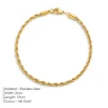 Goldenes 3mm Edelstahl-Kordelarmband mit 14k Gold-Finish und klassischem Karabinerverschluss - 3mm / Gold / 19cm