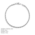 Silbernes 3mm Edelstahl-Kordelarmband mit Karabinerverschluss für Damen, 19cm Länge - 3mm / Stahlfarben / 19cm
