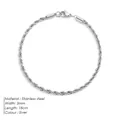Minimalistisches 3mm silbernes Edelstahl-Kordelarmband mit sicherem Karabinerverschluss - 3mm / Stahlfarben / 18cm