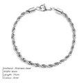 4mm breites silbernes Edelstahl-Gliederkette Armband mit Karabinerverschluss und 19cm Länge - 4mm / Stahlfarben / 19cm