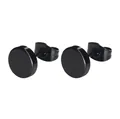 Minimalist black stainless steel round stud earrings for a unisex punk style accessory - Round Disc Style / Black