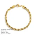 5mm breites klobiges Gold-Seilkette-Armband aus 14k vergoldetem Edelstahl - 5mm / Gold / 19cm