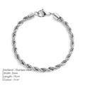 Poliertes silbernes 5mm Kordelkette Armband aus Edelstahl mit Karabinerverschluss - 5mm / Stahlfarben / 19cm