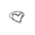 Minimalistischer, silberner Ring mit hohlem Herz im flüssigen Metall-Design - US 6 / Stahlfarben