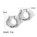Pendientes de aro en acero plateado con perlas, medidas 2,6x2,4cm y peso de 9,3g - Color acero