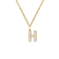 Elegante ciondolo con lettera H dorata decorato con pietre di zircone scintillanti - Lettera H-Oro