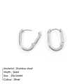 Silberne ovale Edelstahl-Creolen 20x16mm mit Scharnierverschluss im minimalistischen Stil - 20x16mm / Silber