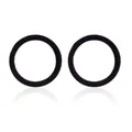 Pair of black stainless steel circular stud earrings with sleek polished finish - Round Style / Black