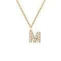 Collana lussuosa placcata in oro 18K con pendente lettera M e zirconi incastonati pavé - Lettera M-Oro