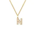 Collana con pendente lettera N in finitura dorata con scintillanti cristalli pavé - Lettera N-Oro