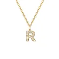 Elegante collana dorata con pendente iniziale R e cristalli scintillanti - Lettera R-Oro