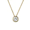 Elegante collana in titanio dorato con ciondolo a diamante tondo scintillante a castone - Aprile Bianco - Oro