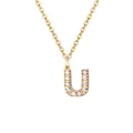 Collana minimalista in oro con ciondolo a lettera U e cristalli scintillanti pavé - Lettera U-Oro