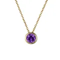 Collana corta in acciaio inossidabile con ciondolo in zircone viola tondo placcato oro - Giugno Viola - Oro