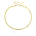 Elegante 14K vergulde roestvrijstalen platte slangenketting voor dames minimalistische stijl - Goud (YX33298) / 5MM-42+8CM