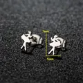Polished stainless steel ballerina stud earrings with 7mm by 5mm dimensions - Ballet Dancers