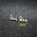 Pendientes minimalistas de acero inoxidable plateado con diseño de letras love de 12 mm - Letra LOVE