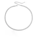 Zilveren platte slangenketting van roestvrij staal met verstelbare karabijnsluiting - Staal Kleur (YX33298) / 5MM-42+8CM