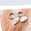 Pendientes de aro en acero plateado con colgantes de nubes y cara sonriente - Estilo Nube
