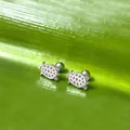 Pendientes de tortuga plateados en acero inoxidable con cierre de rosca en una hoja - Tortuga Bola de Rosca / Color acero